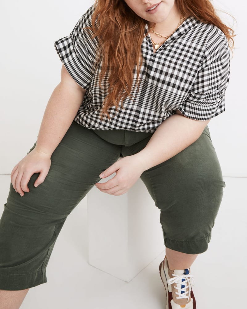 Plus size model wearing Double-Faced Hayden Popover Top in Breeney Plaid by Madewell | Dia&Co | dia_product_style_image_id:168084